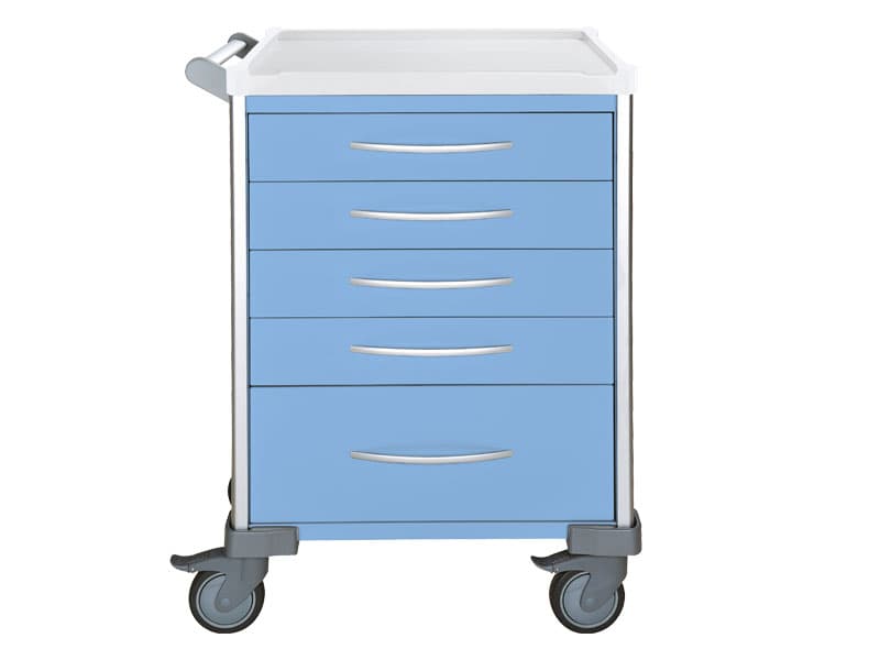 Difficult Intubation Cart, 5 Drawer (4x 125mm, 1x 250mm), White, UniCart