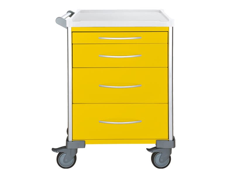 Isolation Cart, Standard, 4 Drawer (1x 75mm, 1x 150mm, 2x 235mm), Yellow, UniCart