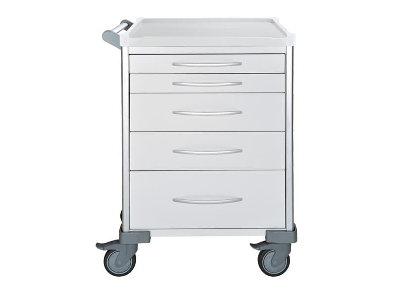 Procedure Cart, Standard, 5 Drawer (2x 75mm, 2x 155mm, 1x 235mm), White, UniCart