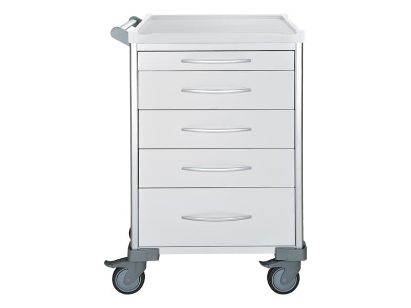 Procedure Cart, Tall, 5 Drawer (1x 75mm, 3x 155mm, 1x 235mm), White, UniCart
