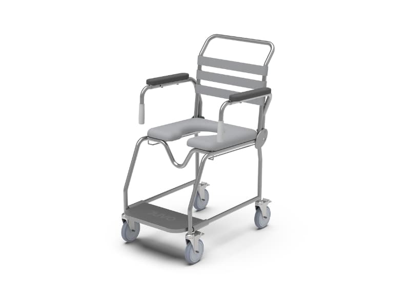 Shower Commode, Attendant Propelled, Sliding Footplate, 410mm, Juvo