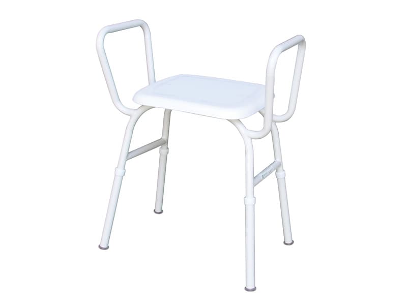 Shower Stool, Aluminium, Plastic Seat, with Arms