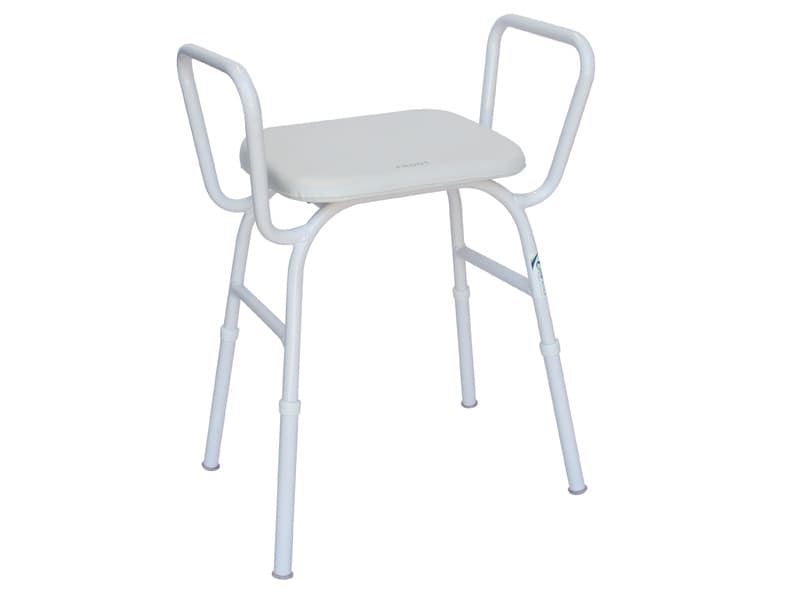 Shower Stool, Aluminium, Padded Seat, with Arms