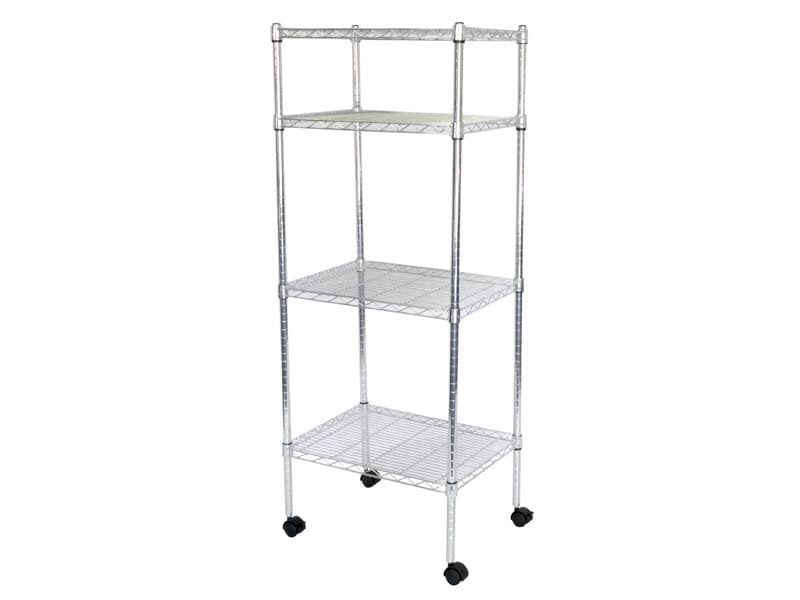 Wire Shelving, 460 x 610 x 1500mm, Chrome, 4 Shelves, with 50mm Castors, Unicare