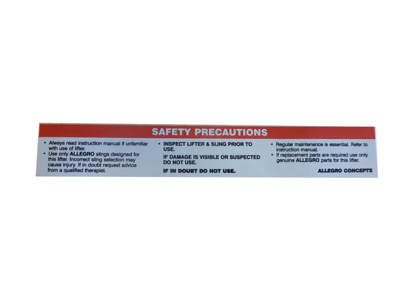 Transfer Sticker, Allegro, Safety Precaution