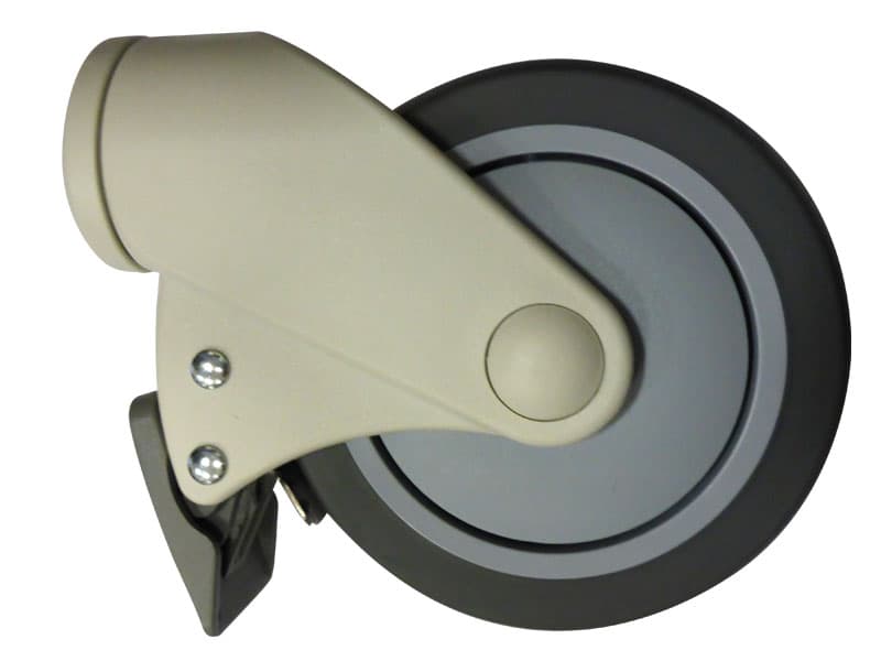 Castor, Braking, 125mm (5in.), Polyurethane, Grey, Alrick, to suit 2001 Series Bed
