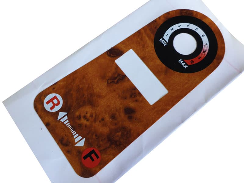 Decal, Shoprider, Speed Dial Indicator, with Dashboard, Walnut Grain