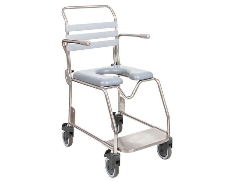 Shower Commode, Attendant Propelled, Sliding Footplate, 460mm, Juvo, Hybrid