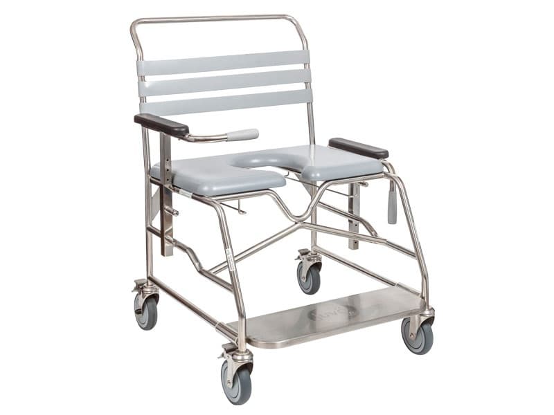 Shower Commode, Attendant Propelled, Sliding Footplate, 660mm, Juvo, Xtra Care Plus