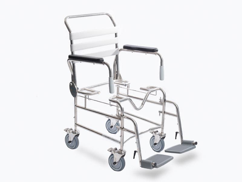 Shower Commode, Attendant Propelled, Swing Away Footplate, Height Adjustable, 460mm, Juvo