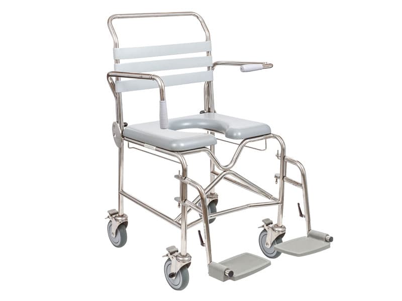 Shower Commode, Attendant Propelled, Swing Away Footplate, Height Adjustable, 510mm, Juvo