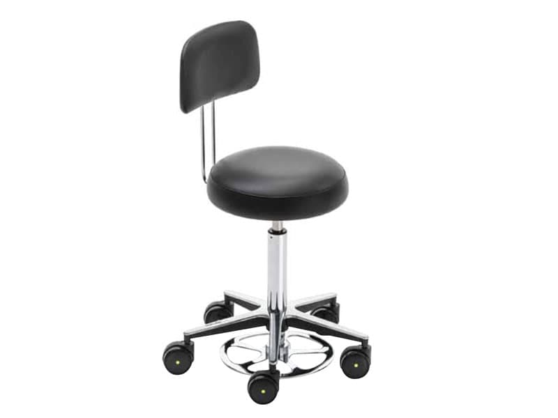 Surgeons Stool, Pneumatic, Flat Seat, with Backrest, Novak