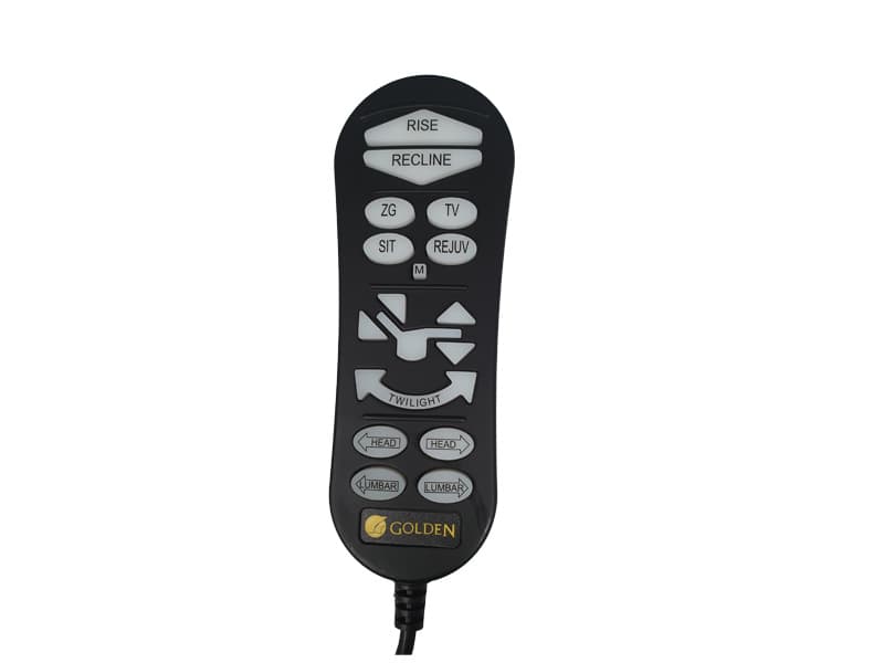 Handset, 16 Button, Black, 5 Pin DIN (Round) Plug, Golden Tech, to suit Twilight Lift Chair