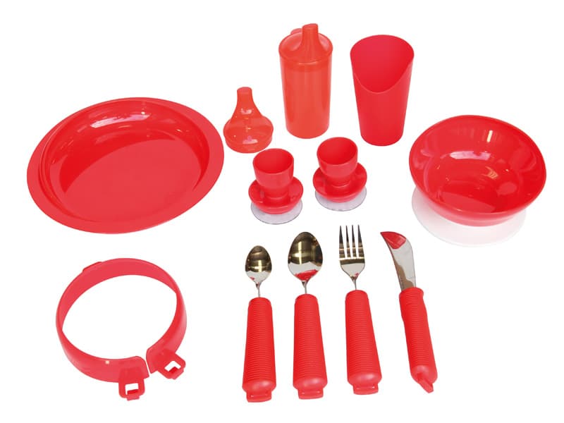 Tableware Set, with Bendable Cutlery, Red